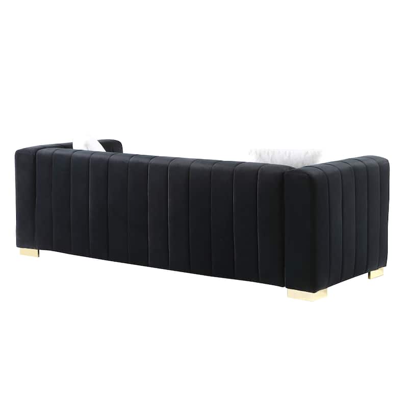 Modern Chesterfield Couch Channel Sofa with Velvet Upholstery