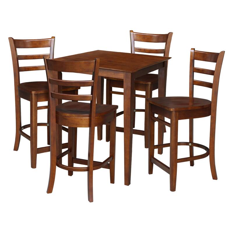 30" x 30" Counter Height Table with 4 Stools - 5 Piece Set