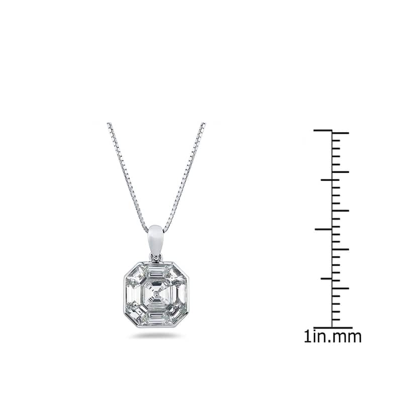 Auriya 1/3ctw Asscher-Cut Diamond Necklace 14-karat White Gold (G-H, VS1-VS2)
