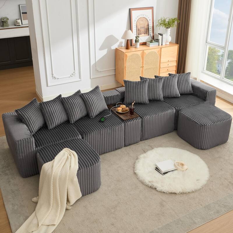 137.5" Oversize Movable Modular Sofa - Gray