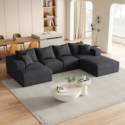Living Room Modular Couch Chenille Upholstered Sectional Sofa Set