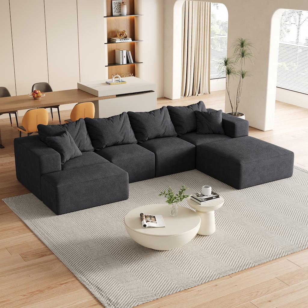 Living Room Modular Couch Chenille Upholstered Sectional Sofa Set