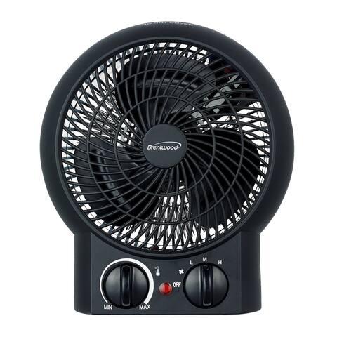 Brentwood 1500W Portable Electric Space Heater and Fan in Black - Small