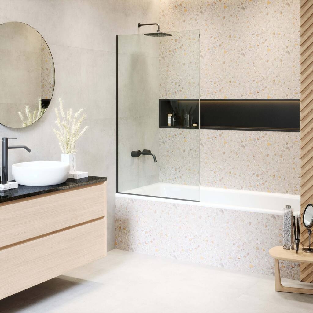 Frameless Fixed Tub Clear Tempered Shower Glass Panel