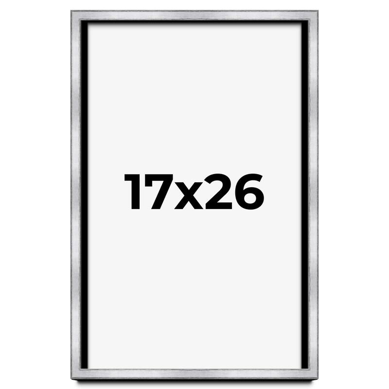 17x26 Shadow Box Frame Silver | 1.375 Inches Deep Real Wood