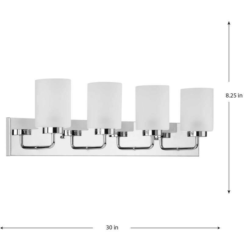 Merry Collection Four-Light Polished Chrome and Etched Glass Transitional Style Bath Vanity Wall Light