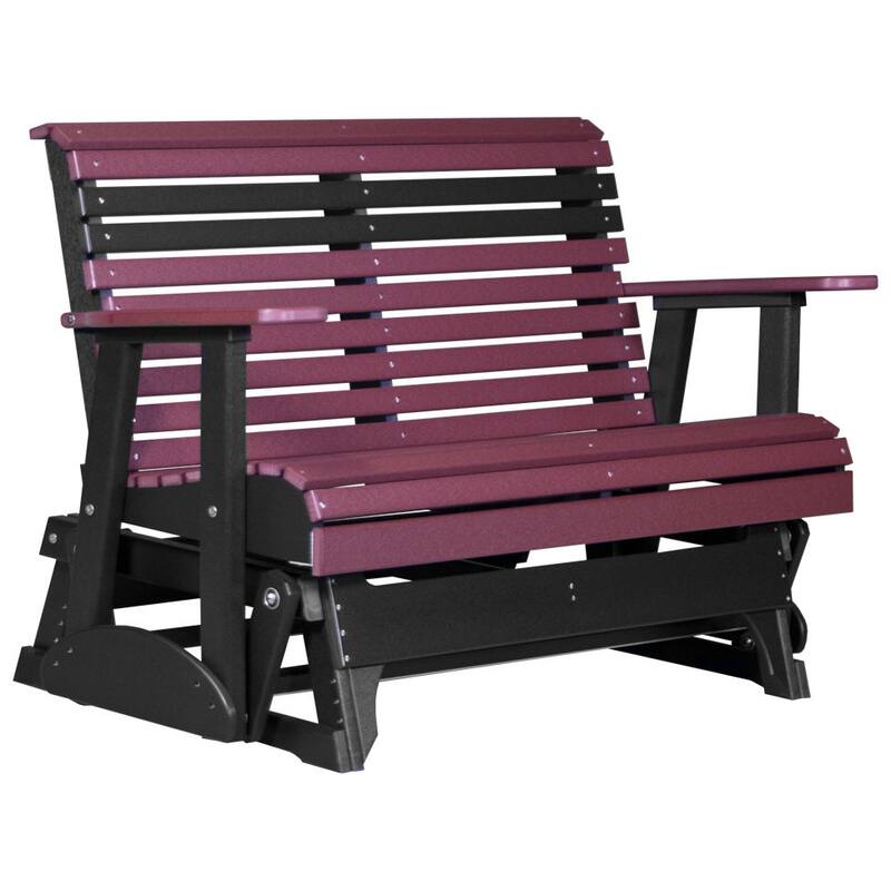 Poly Lumber Plain Rollback Patio Glider - 4' - Cherrywood & Black