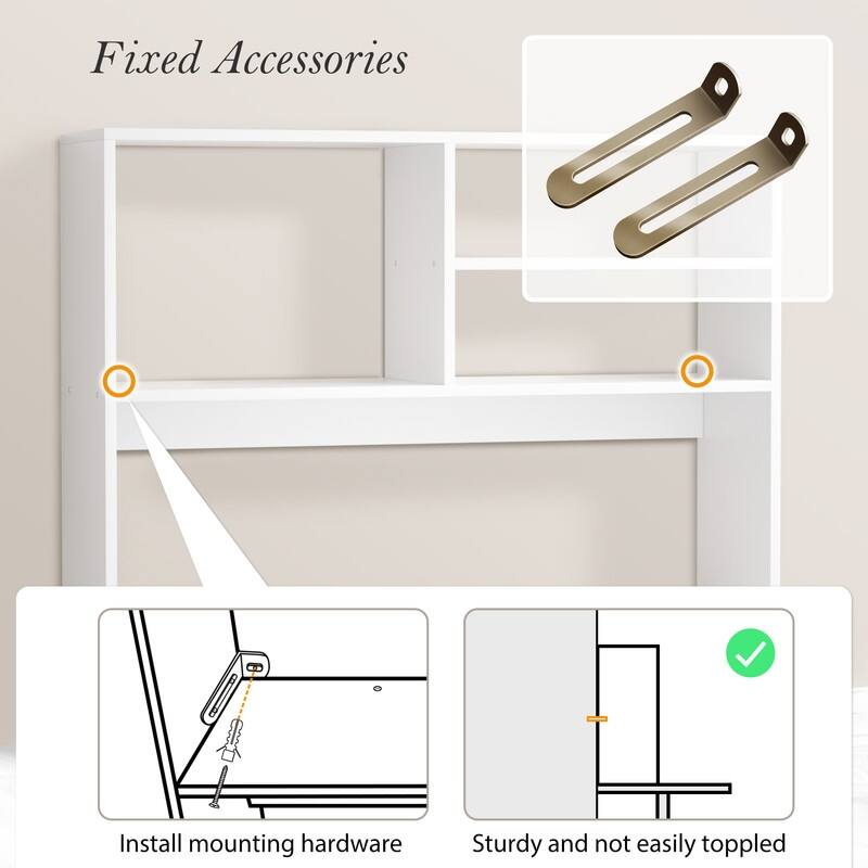 Desktop Shelf Bookshelf Storage for College Dorm Office Home, White