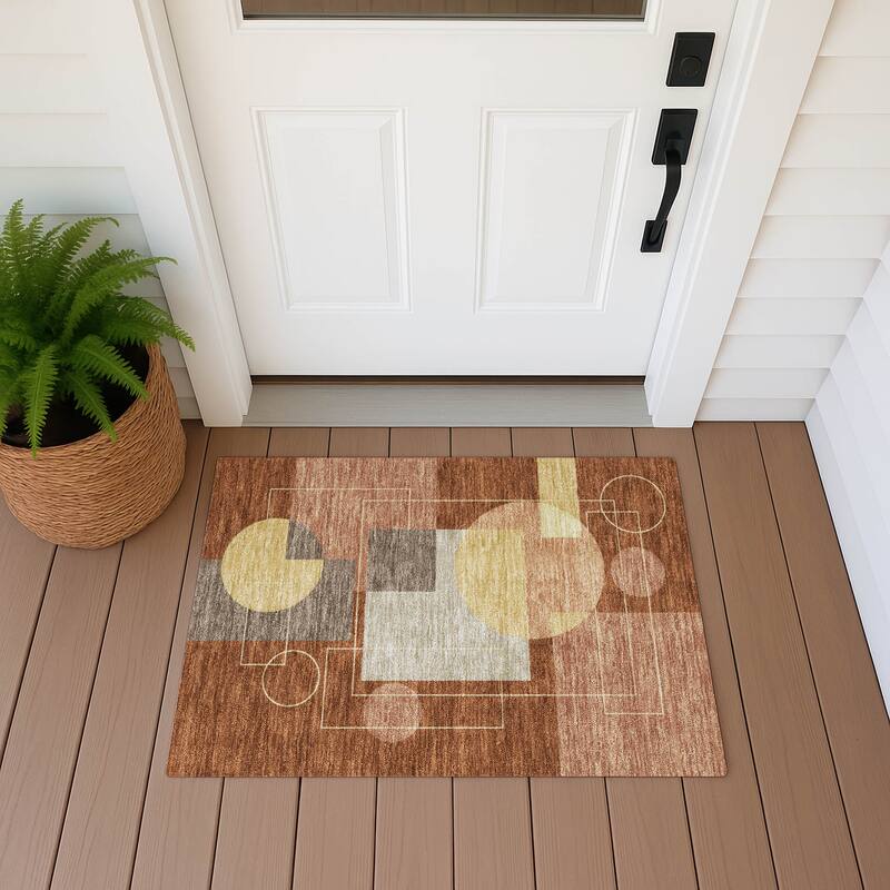 Machine Washable Indoor/ Outdoor Modern Filly Chantille Rug - Paprika - 1'8" x 2'6"