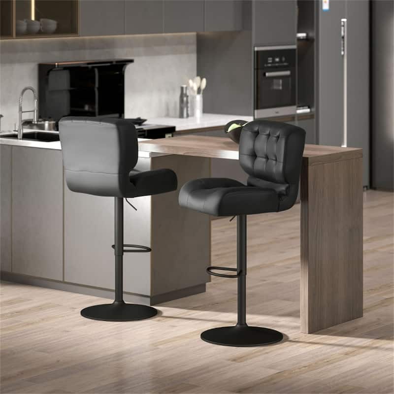 2-Pack Counter to Bar Height Swivel Stools with Tufted Cushion and Metal Base for Comfortable Seating