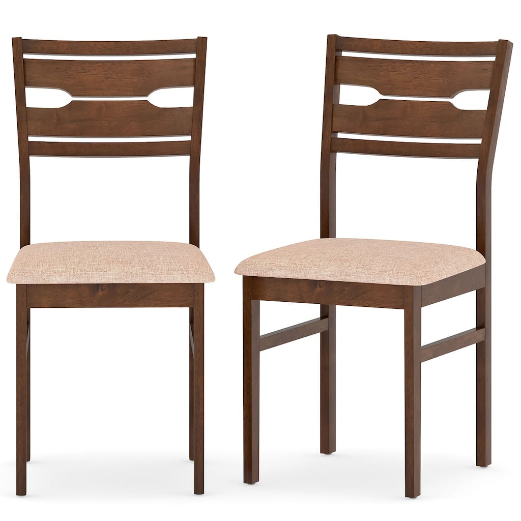 Gymax Dining Chair Set of 2 w/ Rubber Wood Frame Padded Seat Curved