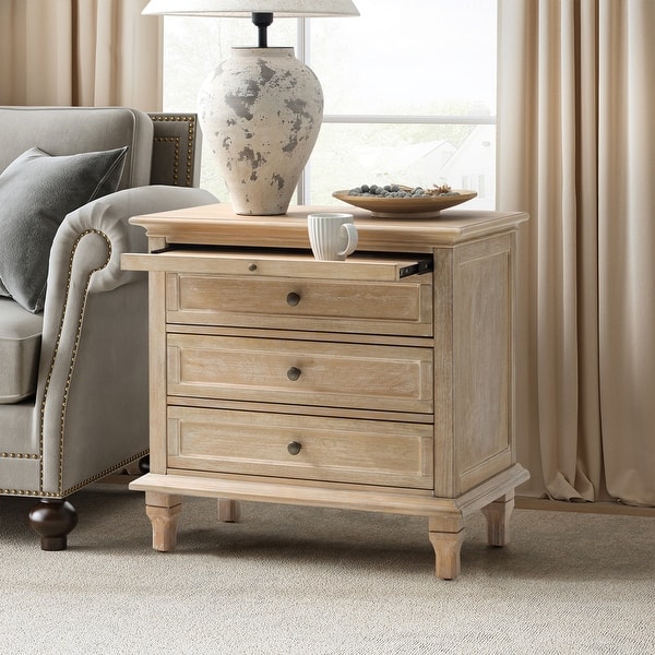 slide 2 of 54, Muriel Farmhouse 3 Drawers End Table with Built-In Outlets by HULALA HOME
