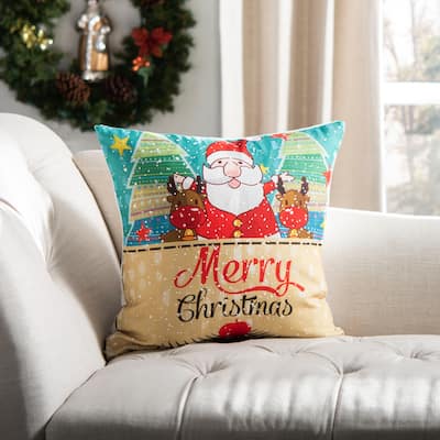 SAFAVIEH Holiday Lux Blue/Red 18-inch Decorative Pillow
