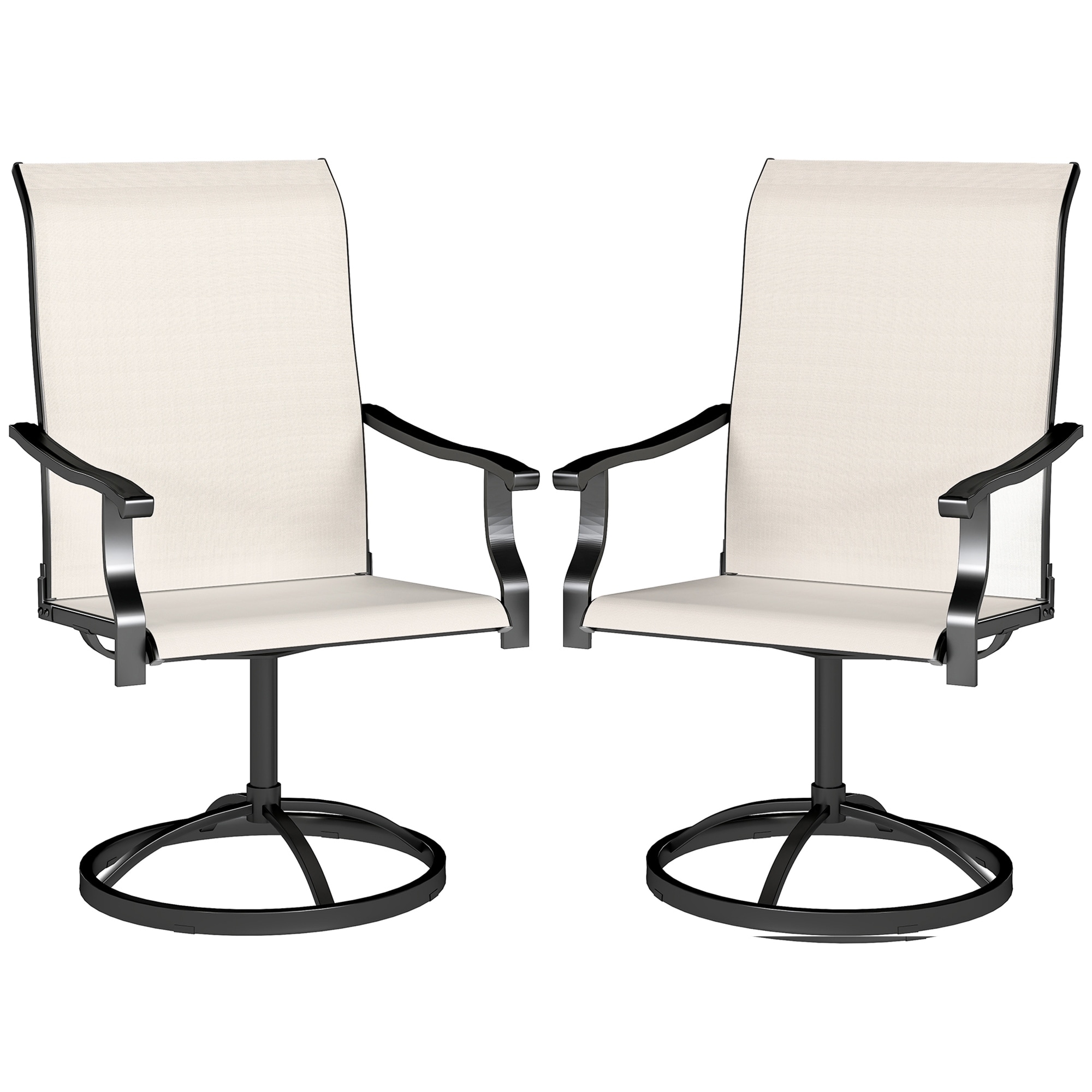 Patio Swivel Chairs Set of 2, High Back Patio Dining Chairs with All-Weather Mesh Fabric and Metal Frame for Backyard