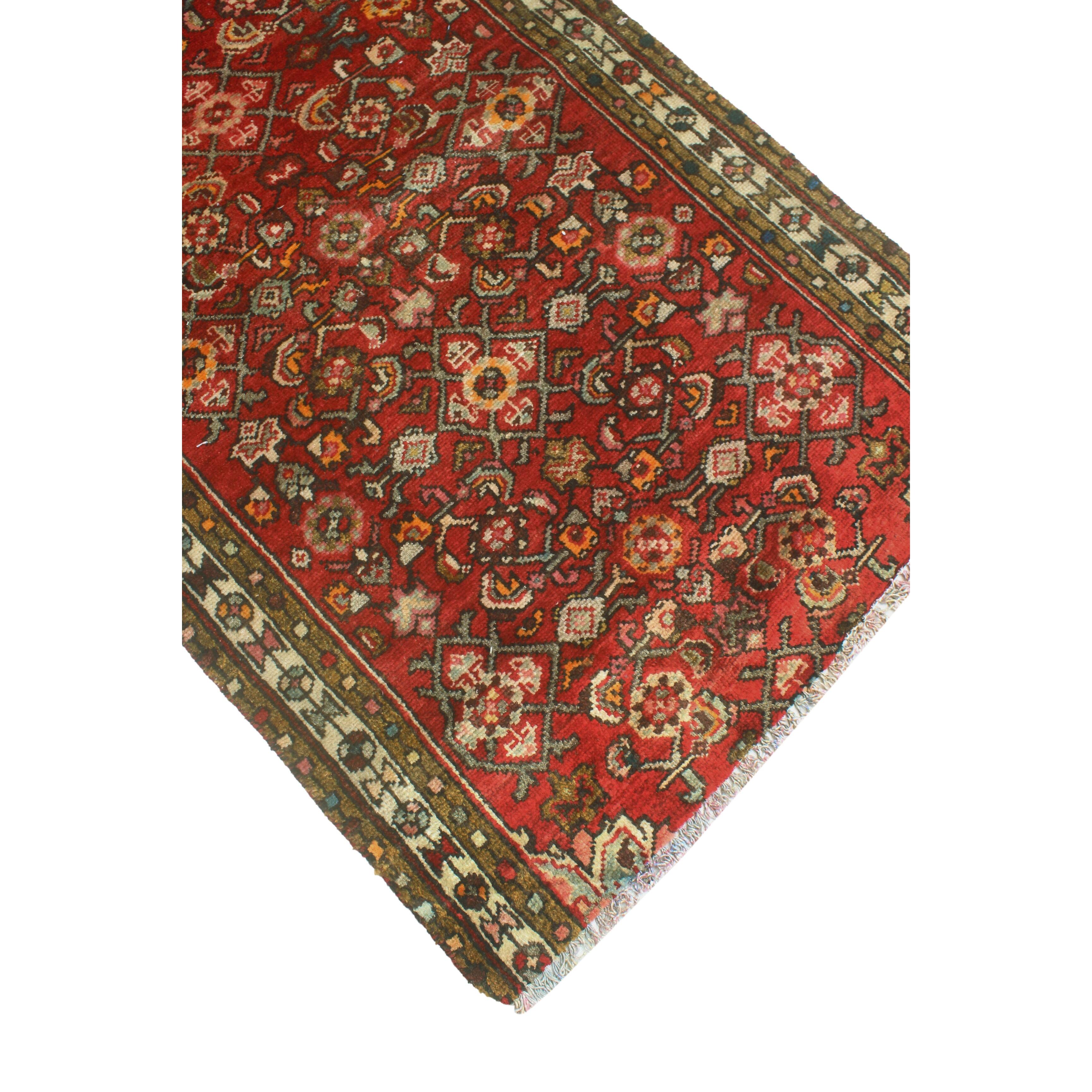 Noori Rug Fine Vintage Distressed Aiston Red/Ivory Runner 2'8" x 12'2