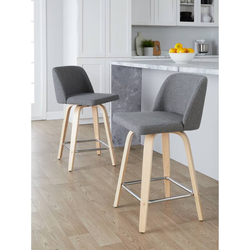 Carson Carrington Vallberga 24" Counter Stool with Natural Wood Base (Set of 2)