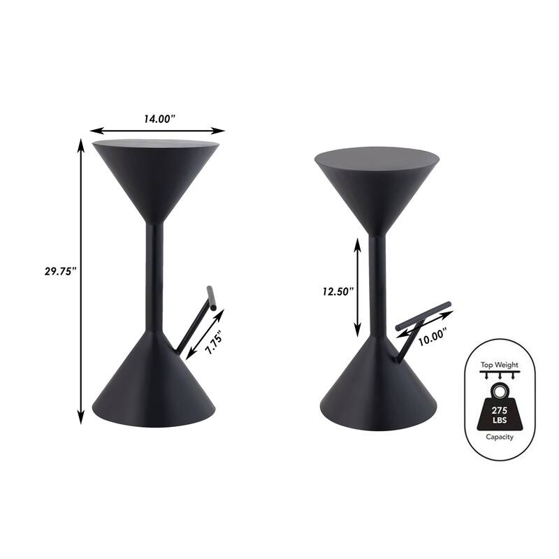 Svelte 29.75" Modern Industrial Iron Hourglass Backless Bar Stool with Foot Rest, by JONATHAN Y