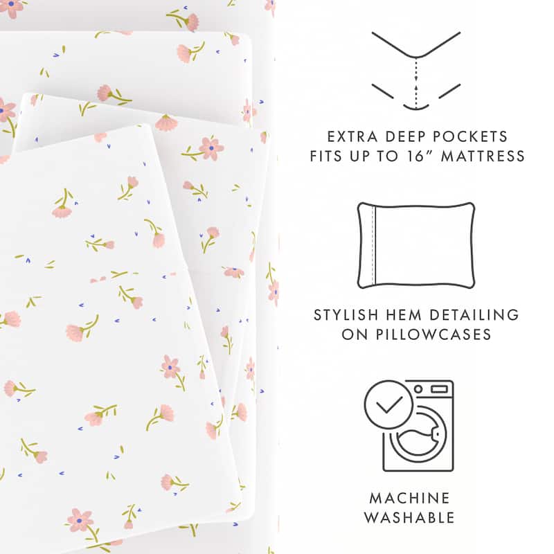 Becky Cameron Double Brushed Printed 4pc Deep Pocket Bedsheet Sets