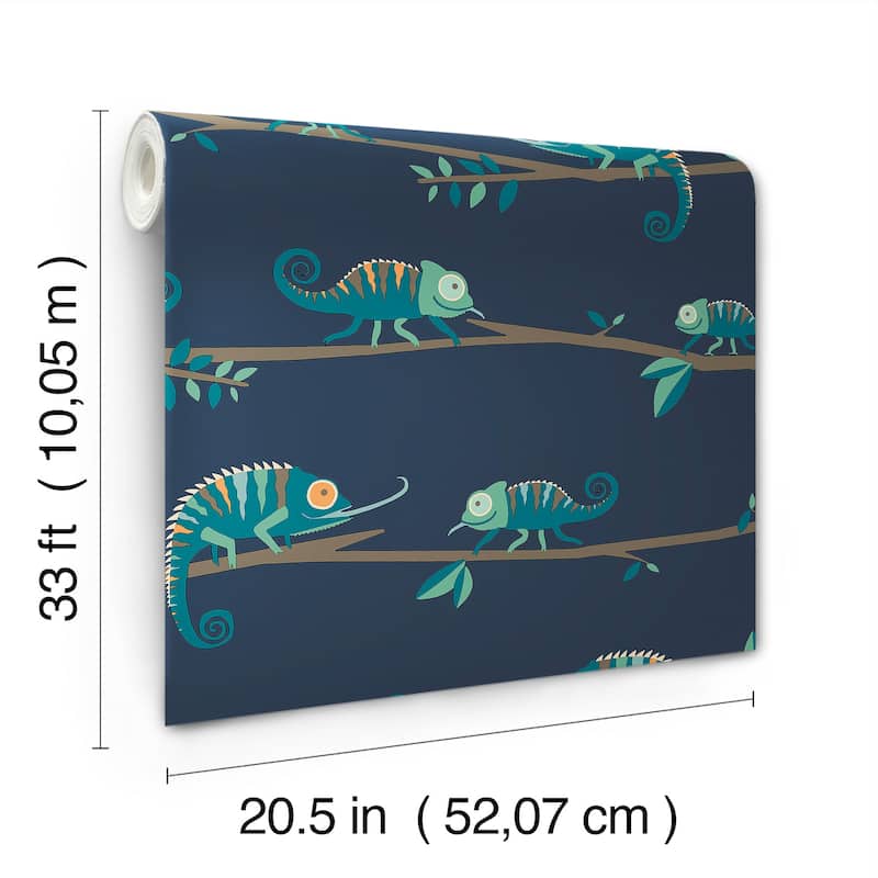 Advantage Chameleon Family Navy Canopy Stroll Wallpaper