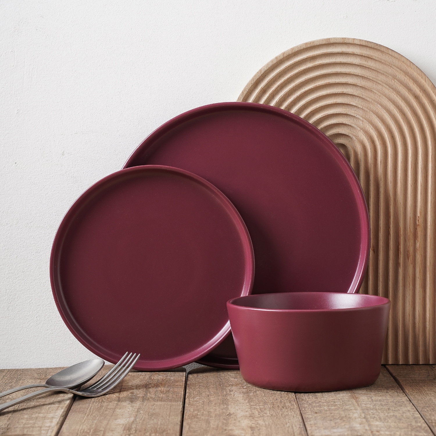 Stone Lain Celina 24-Piece Dinnerware Set Stoneware, Service For 8 Black Matte