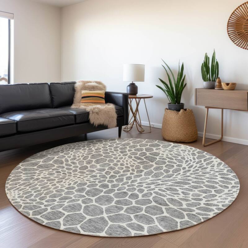 Premium Washable Super Soft Contempory Prints Mayfield Rug - Gray - 8' x 8'