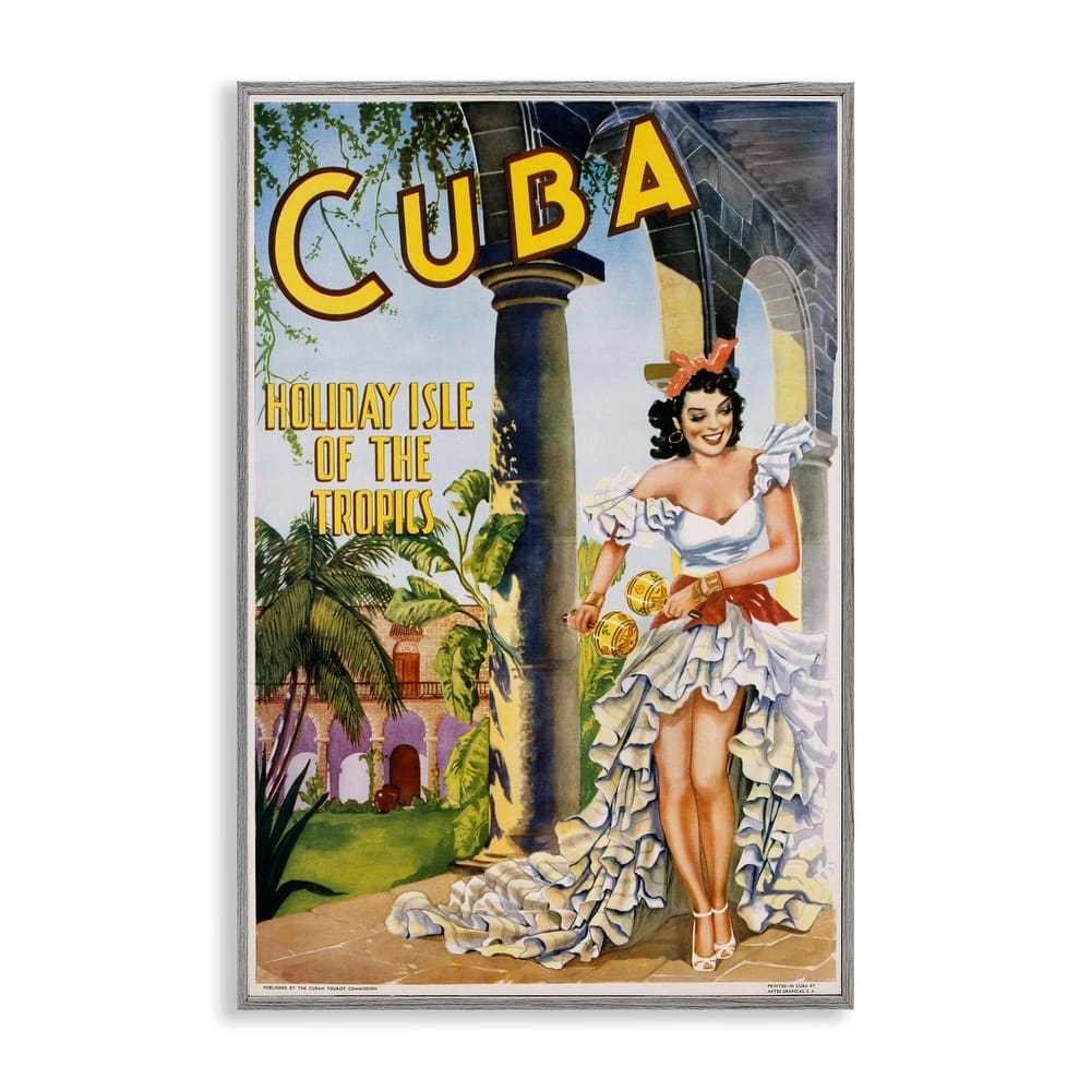 Stupell Cuba Travel Advertisement Framed Giclee Art Design By Marcus Jules