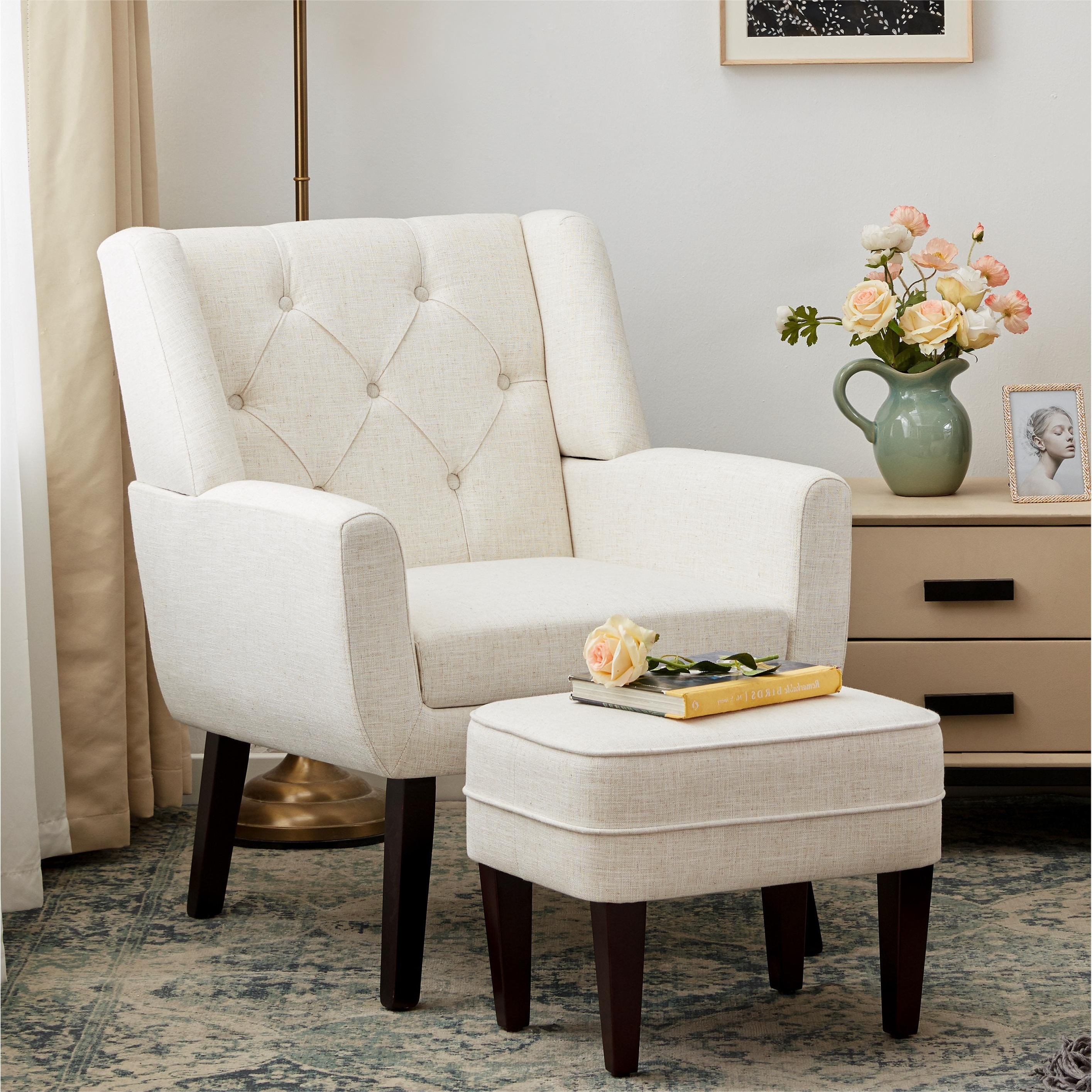 Beige chair online with ottoman