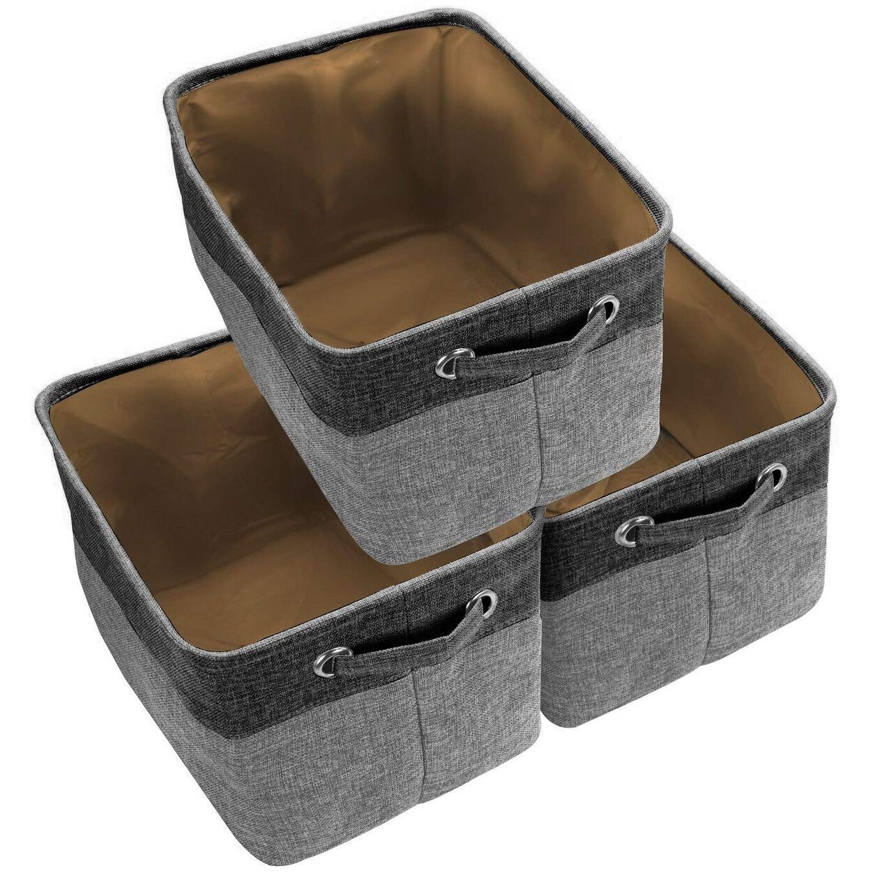 Twill Storage Basket Set - 3 Pack, Black - Overstock - 25451576