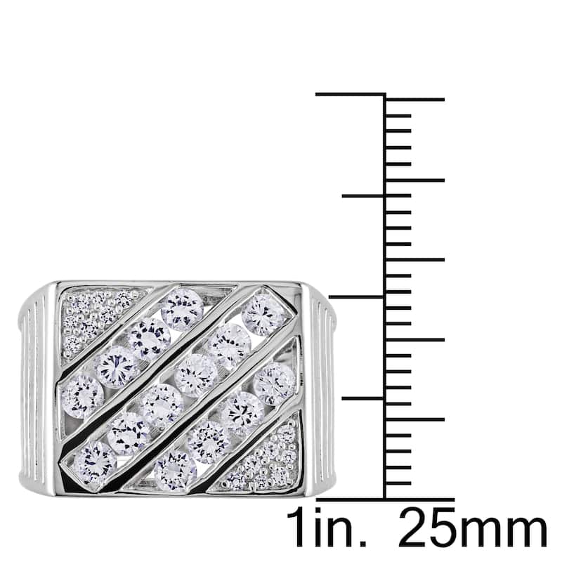 Miadora Mens Created White Sapphire Square Ring in Sterling Silver