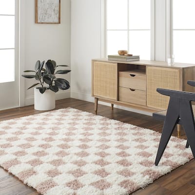 Livabliss Urban Shag Scandinavian Checkered Area Rug