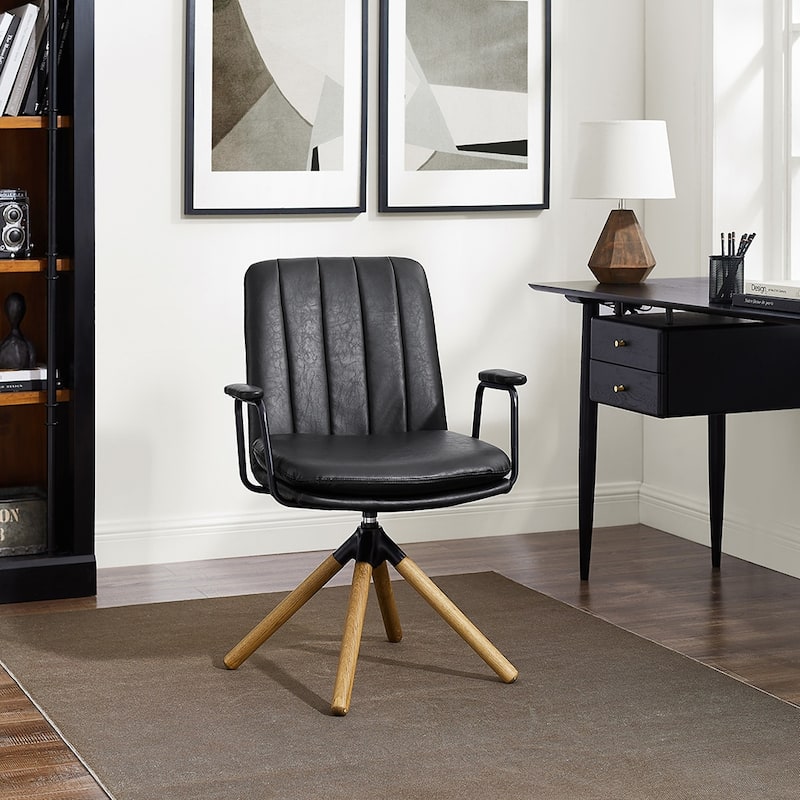 Art Leon Faux Leather Swivel Accent Arm Chair