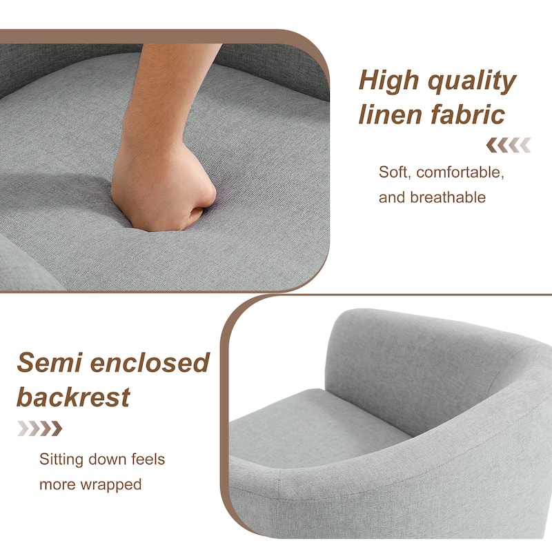 2 Set 360°Swivel Fabric Accent Chairs Barrel Armchairs