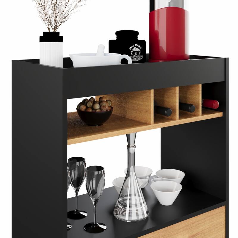 Boahaus Modern Bar Cabinet Wine Storage & Glassware Shelf