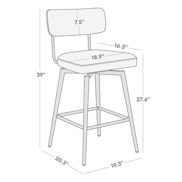 Elise Counter Height Swivel Bar Stool Chairs Set of 2 with Metal Frame