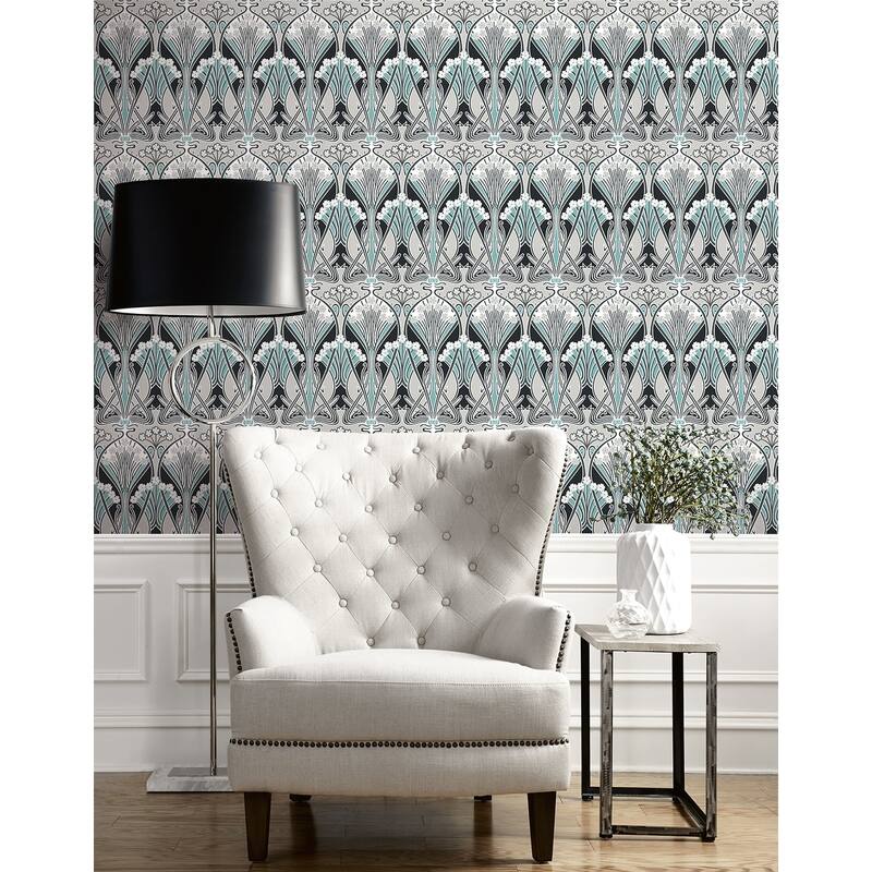 Seabrook Designs Dragonfly Damask Nonwoven Unpasted Wallpaper
