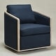 preview thumbnail 101 of 165, KINWELL 31"W Oak Frame Upholstered Swivel Barrel Armchair Set of 1 - Indigo Fabric