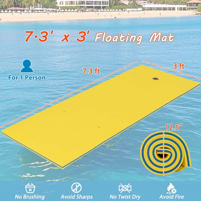 Costway 3-Layer Tear-proof Water Mat Floating Pad Island Water Sports