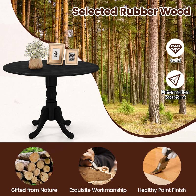 Costway Rustic Dining Table Wooden Dining Table with Round Tabletop & - See Details