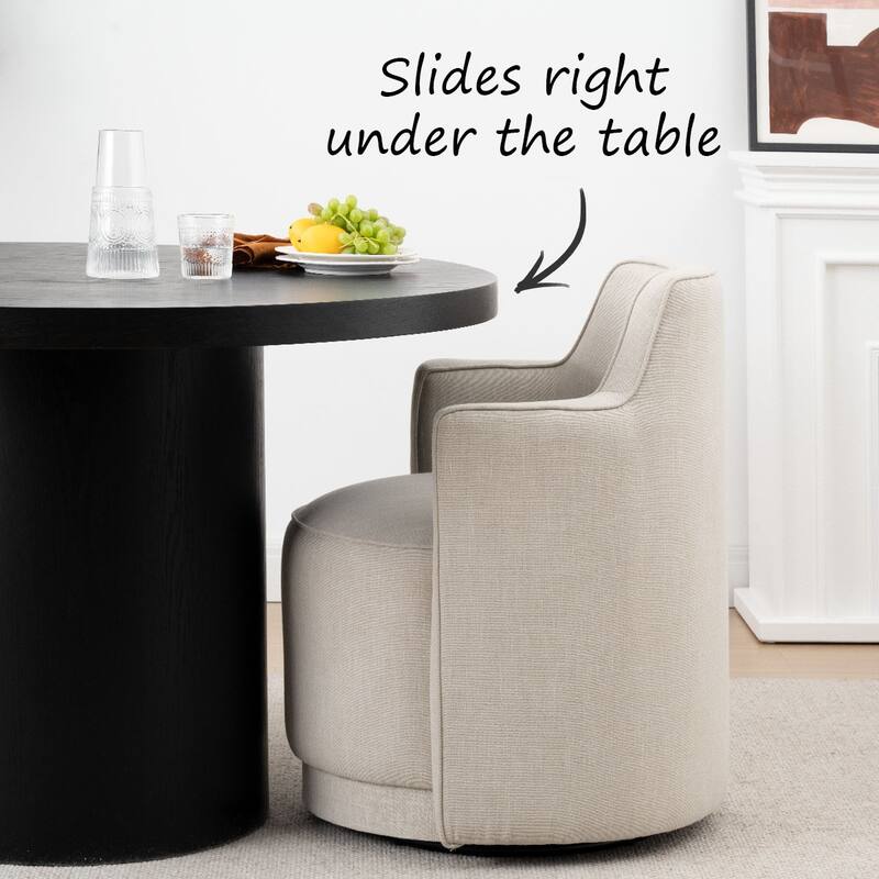 Modern Upholstered Swivel Accent Chair with Curved Barrel Back