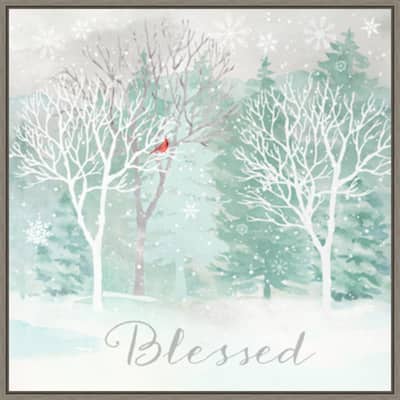 Peace on Earth Silver II by Cynthia Coulter Canvas Art Framed - 22 x 22 in