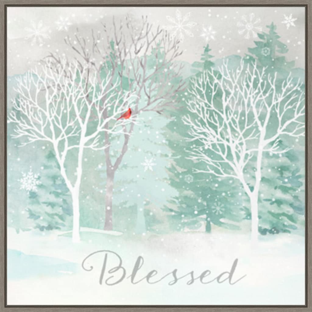 Peace on Earth Silver II by Cynthia Coulter Canvas Art Framed - 22 x 22 in