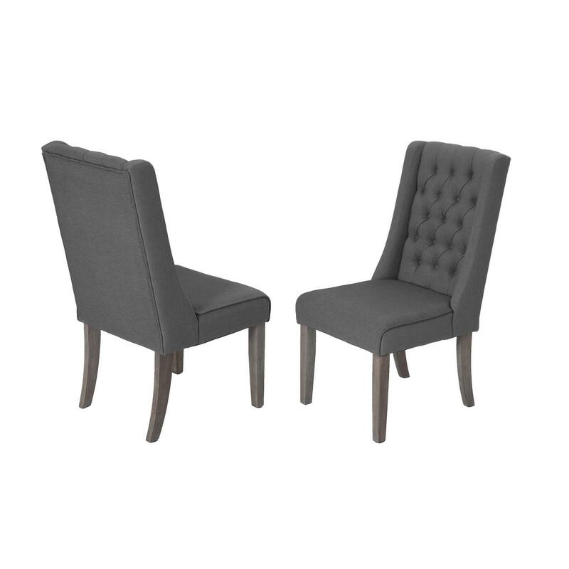 Best Quality Furniture Linen Dining Side Chair (Set of 2) - Dark Gray Chairs