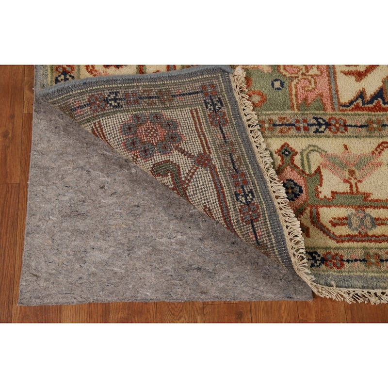Geometric Heriz Serapi Indian Rug Hand-Knotted Wool Carpet - 7'11"x 9'10"