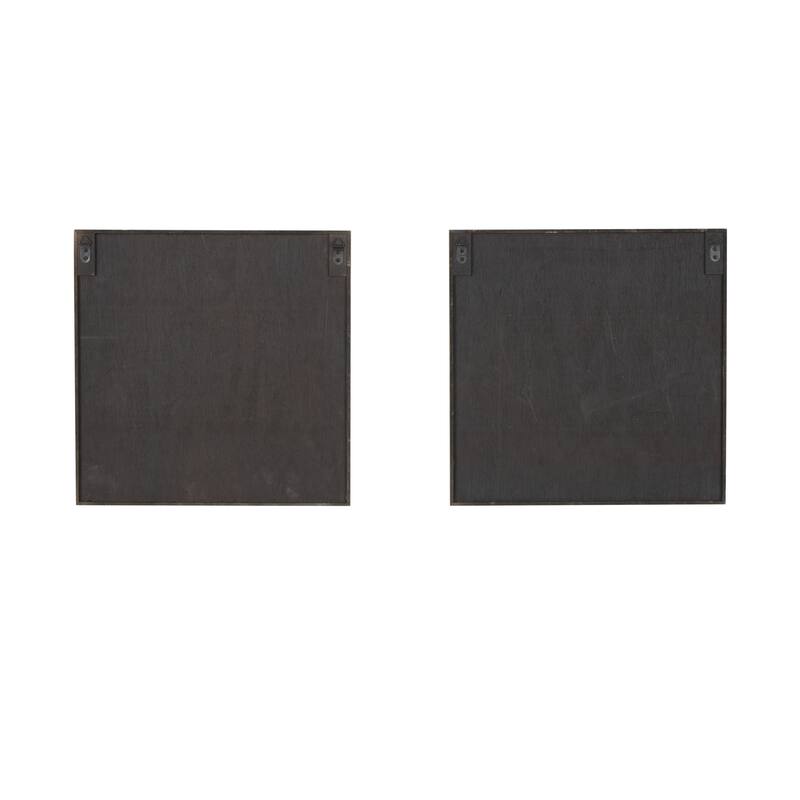 Wood Geometric 3D Cube Grid Wall Decor with Black Frames - Set of 2 White - Roche River Decor