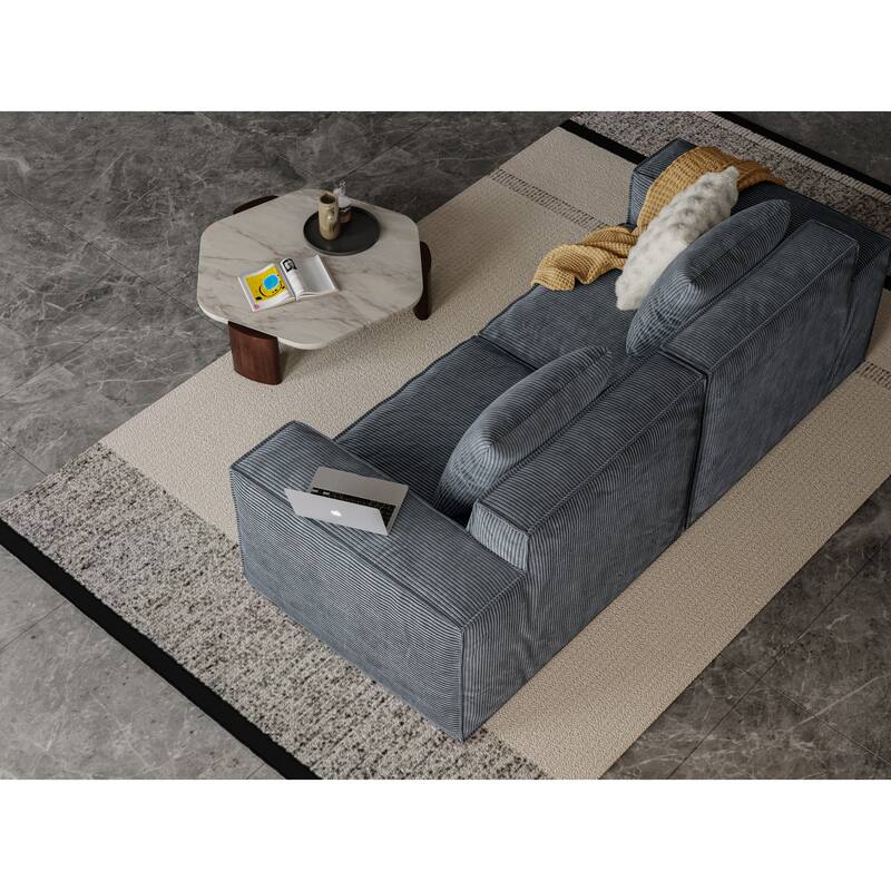 Modular Sectional Sofa Convertible Tofu Block Floor Sofa Bed Armrest Chenille Fabric Gray