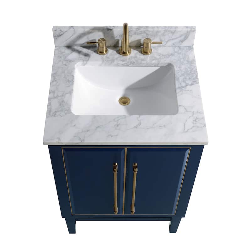 Avanity Carrara White Natural Marble Vanity Top with Rectangular Undermount Sinks