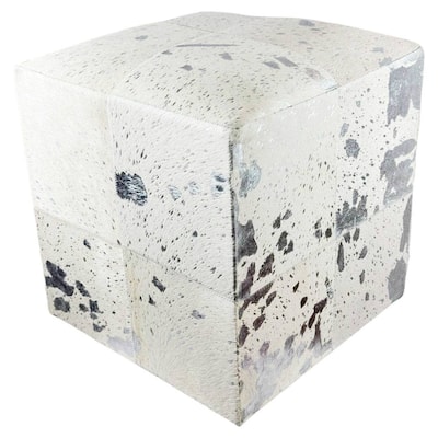 Pasargad Natural Cowhide Ottoman silver 19'' - 1' x 1'