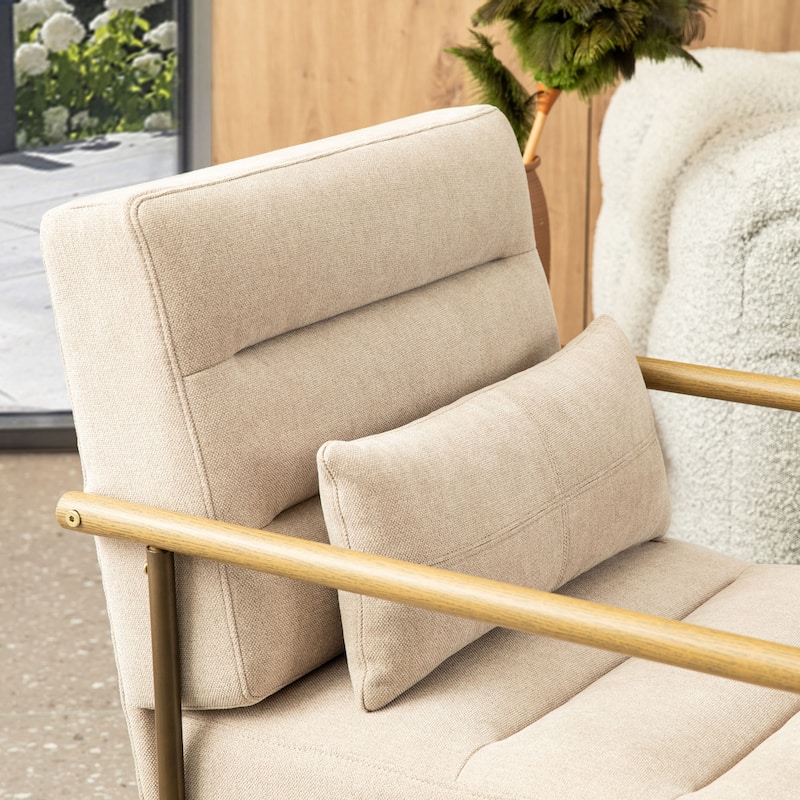 Glitzhome Set of 2 33.25"H Mid-Century Modern Fabric Accent Arm Chair with Metal Frame - 30.5''W X 26.25''D X 33.25''H