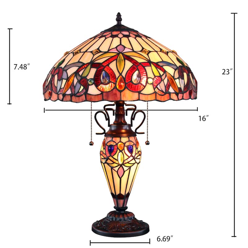 Tiffany-Style Victorian Design 3-light Dark Bronze Table Lamp