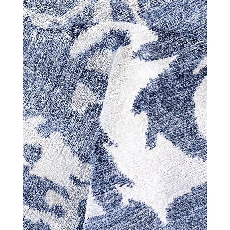 Modern One-of-a-Kind Hand-Knotted Area Rug, Blue - 9' 3" x 12' 0"